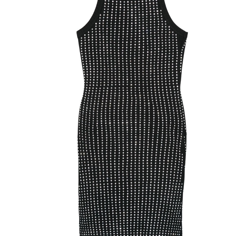 The Attico Black and Silver Halter Bodycon Midi Dress